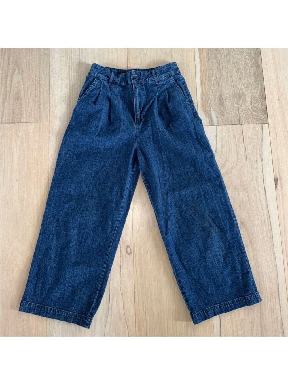 Madewell Pleated Wide-Leg Jeans Medium Wash Size 6 - Picture 1 of 6